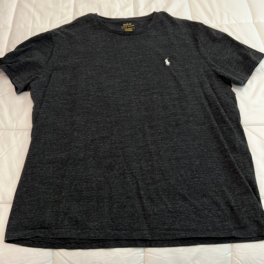 Polo RL charcoal Heather gray with white pony size L used- good condition